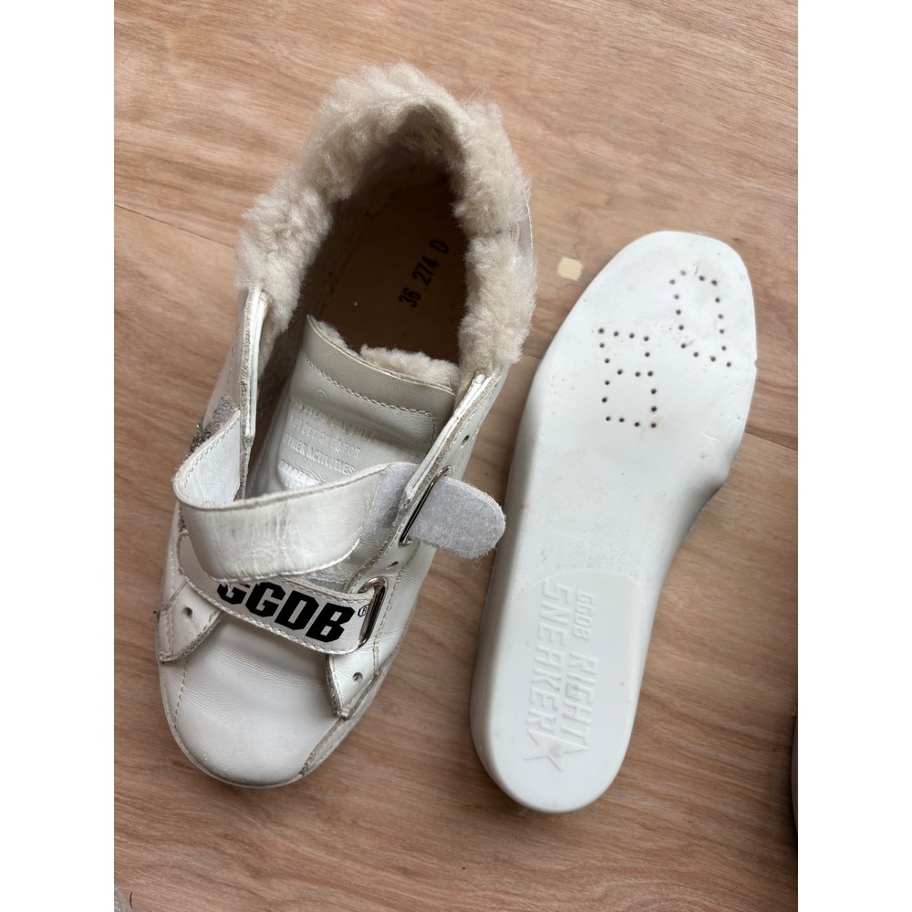 Golden Goose Old School Leather Glitter Star Sneakers Shearling Women's 36 US 6 - Picture 6 of 10